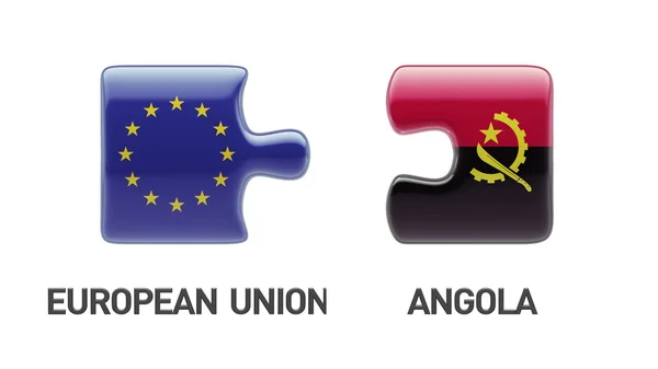 Europeiska unionen Angola pussel koncept — Stockfoto