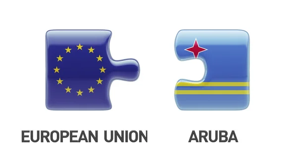 European Union Aruba Puzzle Concept — Stock Photo, Image