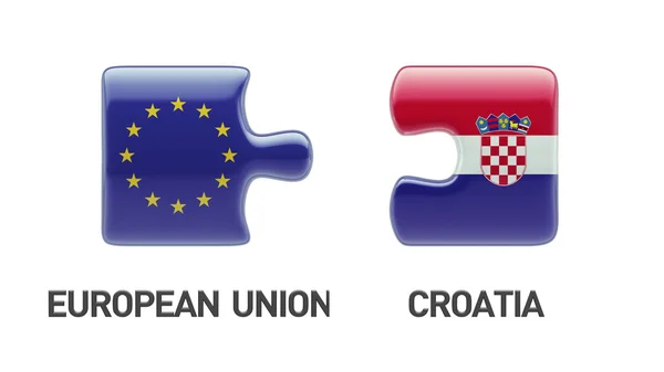 Unione Europea Croazia Puzzle Concept — Foto Stock