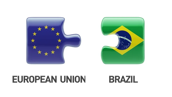 European Union Brazil Puzzle Concept — Stock Photo, Image