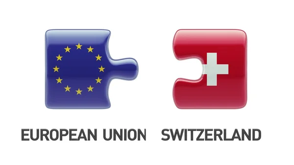 Europeiska unionen Schweiz pussel koncept — Stockfoto