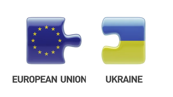 União Europeia Ucrânia Puzzle Concept — Fotografia de Stock