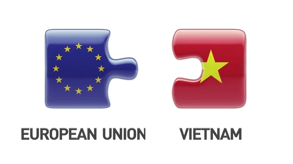Europeiska unionen Vietnam pussel koncept — Stockfoto