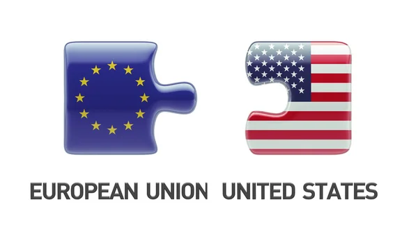 European Union United States Puzzle Concept — Stock Photo, Image