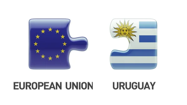 Unión Europea Uruguay Puzzle Concepto — Foto de Stock