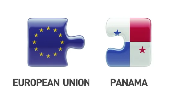 Unión Europea Panamá Puzzle Concepto —  Fotos de Stock