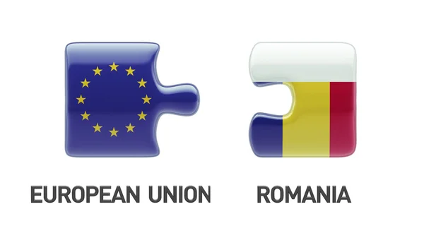 Europeiska unionen Rumänien pussel koncept — Stockfoto