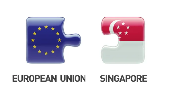 Unione Europea Singapore Puzzle Concept — Foto Stock