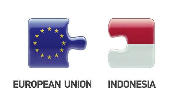European Union Indonesia  Puzzle Concept — Stock Photo, Image