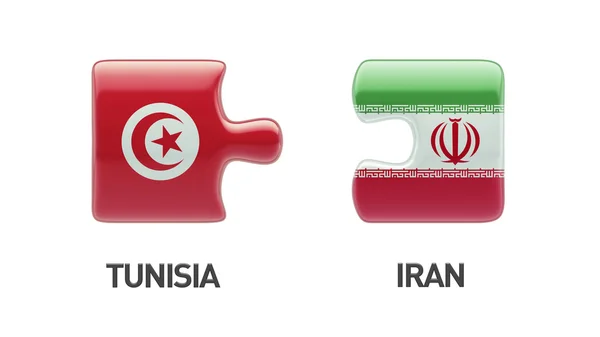 Tunisko Írán logická koncepce — Stock fotografie
