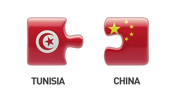 Tunisia China  Puzzle Concept — Stock Photo, Image