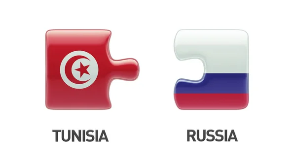 Tunisia Russia  Puzzle Concept — Stock Photo, Image