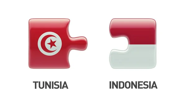 Tunesië Indonesië puzzel Concept — Stockfoto