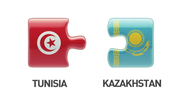 Tunesië Kazachstan puzzel Concept — Stockfoto
