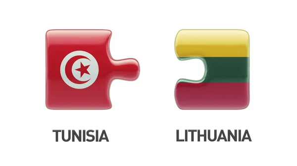 Tunisie Lituanie Puzzle Concept — Photo