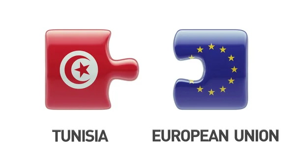 Tunisien Europeiska unionen pussel koncept — Stockfoto
