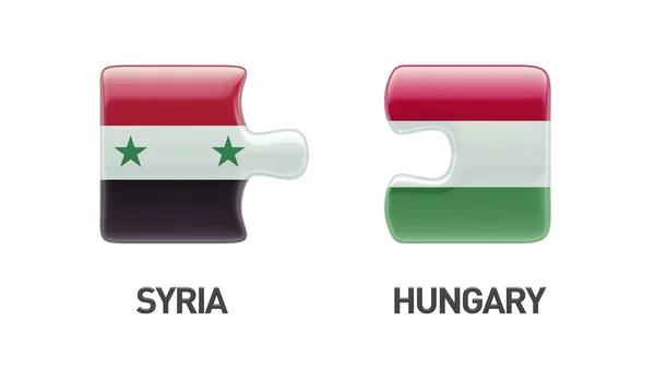 Syria Hungary  Puzzle Concept — Stock Photo, Image