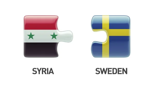 Συρία Σουηδία παζλ έννοια — Φωτογραφία Αρχείου