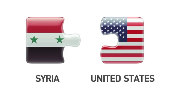 Siria Estados Unidos Puzzle Concepto — Foto de Stock