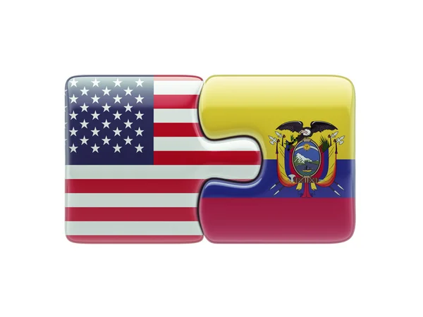 Estados Unidos de América Ecuador Puzzle Concept — Foto de Stock