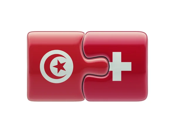 突尼斯瑞士拼图概念 — 图库照片