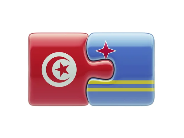 Tunisia Aruba Puzzle Concept — Stock Photo, Image