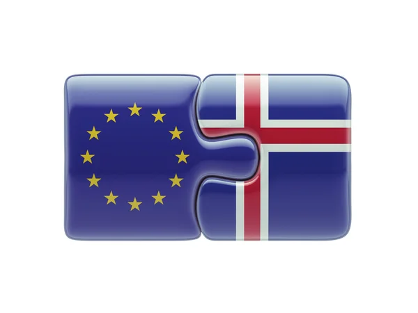 Europeiska unionen Island pussel koncept — Stockfoto