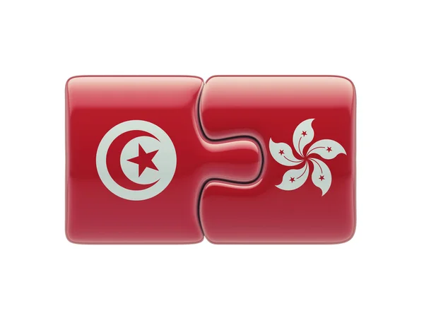 Tunisie Hong Kong Puzzle Concept — Photo