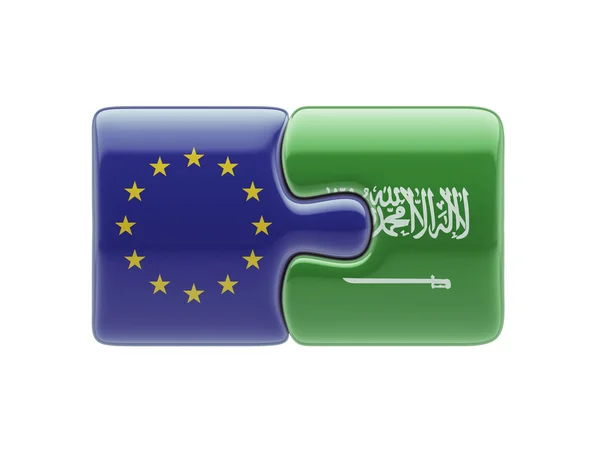 União Europeia Arábia Saudita Puzzle Concept — Fotografia de Stock