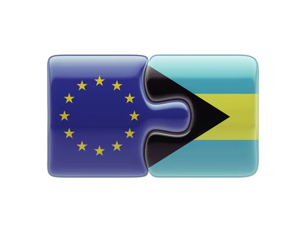 European Union Bahamas Puzzle Concept — Stock Photo, Image