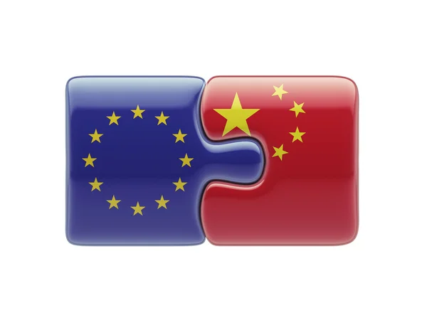 European Union China  Puzzle Concept — Stock Photo, Image