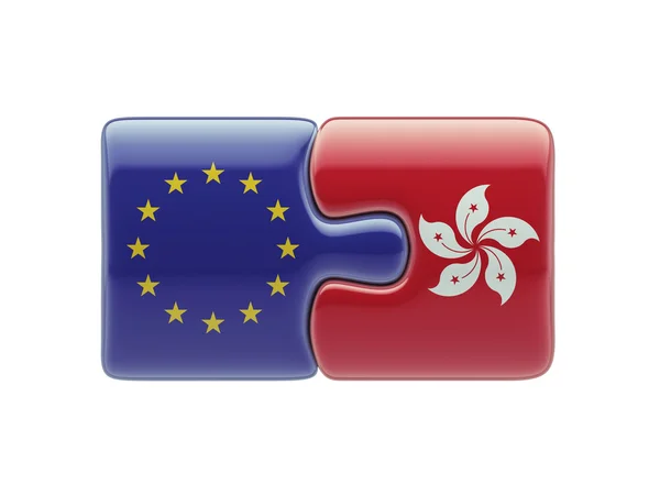 Europeiska unionen Hong Kong pussel koncept — Stockfoto