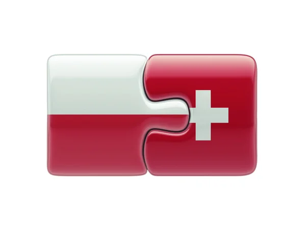 Pologne Suisse Puzzle Concept — Photo