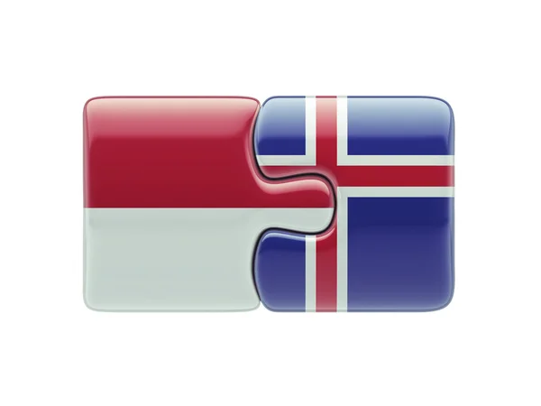Islandia Indonezja logiczne pojęcia — Zdjęcie stockowe