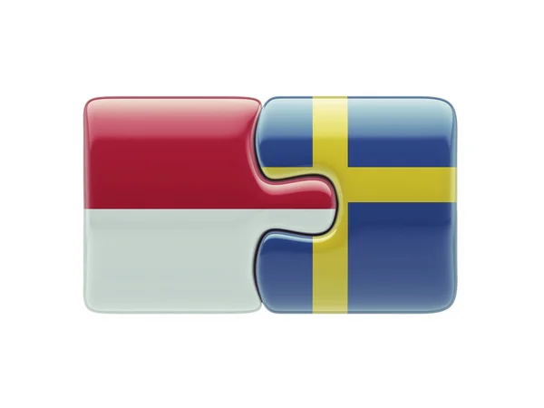 Indonesia Sweden  Puzzle Concept — Stock Photo, Image