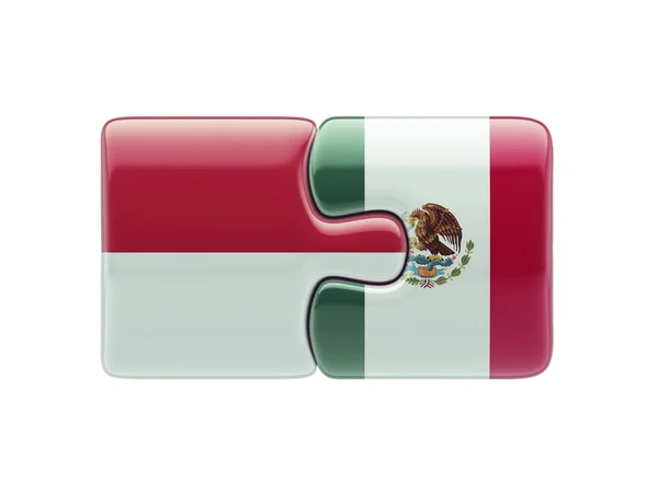 Indonesia Mexico Puzzle Concept — Stock Photo, Image