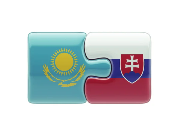 Slovakien Kazakstan pussel koncept — Stockfoto