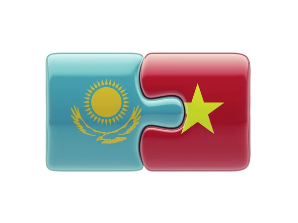 Kazakhstan Vietnam  Puzzle Concept — Stock Photo, Image