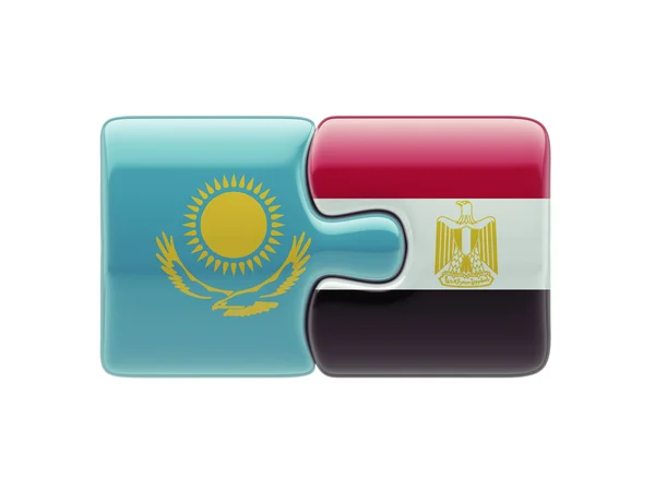 Kazakhstan Egypt  Puzzle Concept — Stock Photo, Image