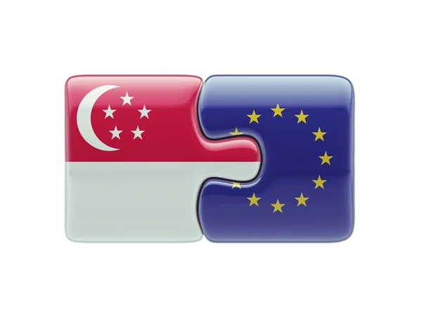 European Union Singapore  Puzzle Concept — Stock Photo, Image