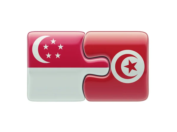 Túnez Singapur Puzzle Concepto —  Fotos de Stock