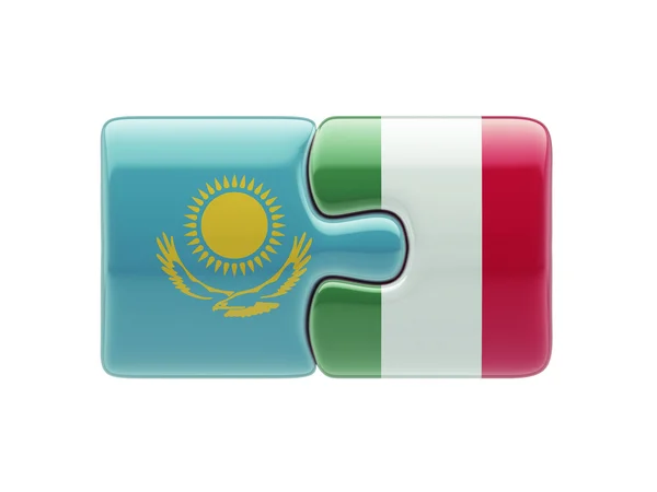 Kazakhstan Italy  Puzzle Concept — Stock Photo, Image