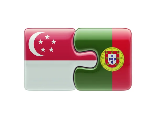 Singapur Portugal Puzzle Concepto —  Fotos de Stock