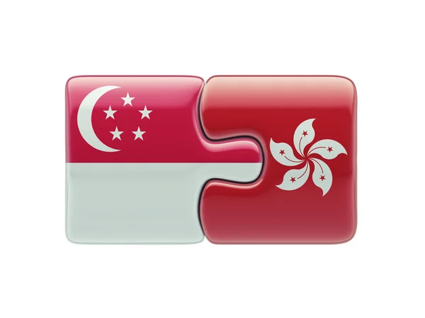 Singapura Hong Kong Puzzle Concept — Fotografia de Stock