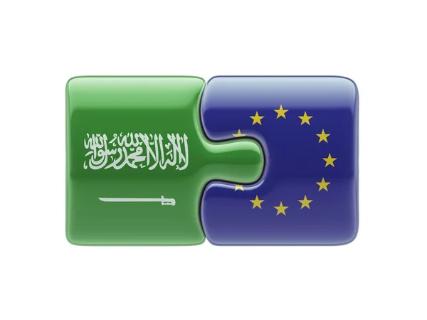 União Europeia Arábia Saudita Puzzle Concept — Fotografia de Stock