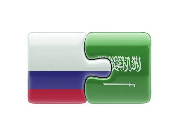 Arabia Saudita Rusia Puzzle Concepto — Foto de Stock