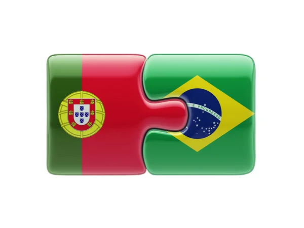 Portugal Brasil Puzzle Concept — Fotografia de Stock