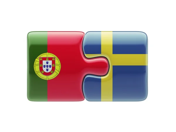 Portugal Sverige Puzzle Concept - Stock-foto