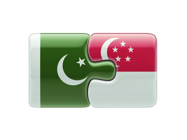 Konsep Puzzle Singapore Pakistan — Stok Foto