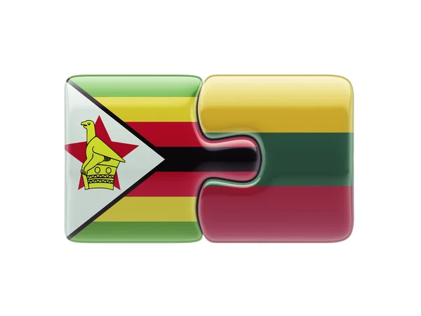 Lituania Zimbabwe Puzzle Concept — Foto Stock